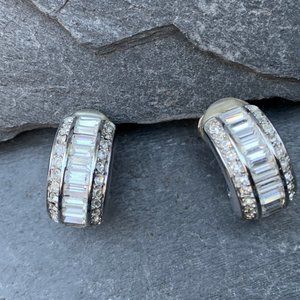 Classic Signed DIOR Silver and Clear Crystal Clip-on Earrings